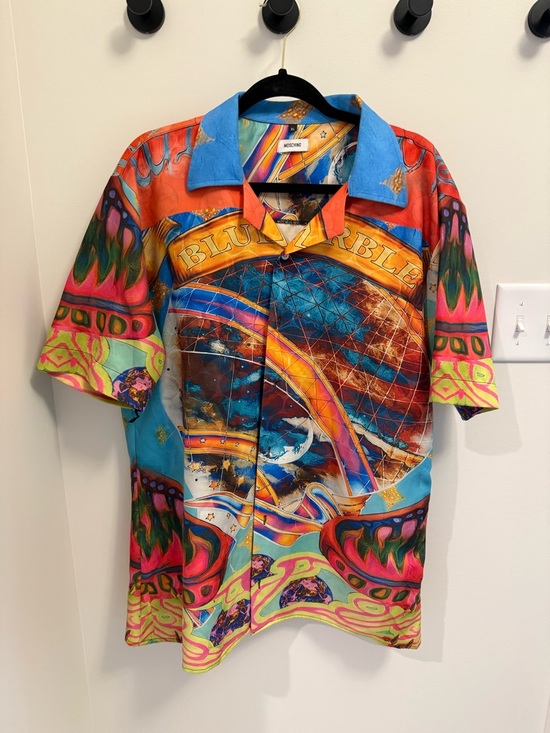 Moschino Other - Rare Moschino Marble Trippy Short Sleeve Shirt Vibrant Psychedelic Print Size XL